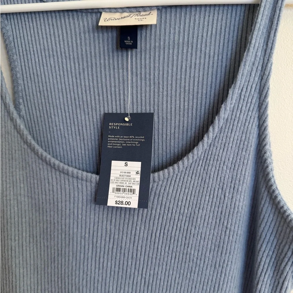 Universal Thread Women’s Drop Waist Ribbed Knit Midi Dress NWT Color Blue - Picture 5 of 7